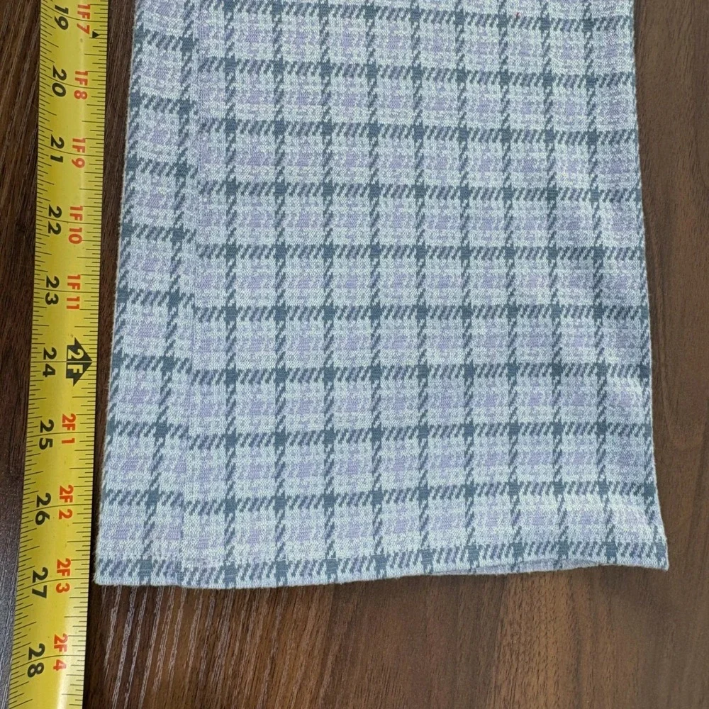 American Eagle Purple Grey‎ Plaid High Rise Flare Knit Pants Size 8 Regular